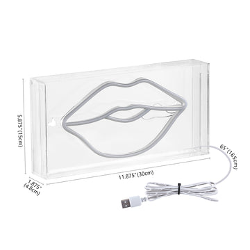 Lips Contemporary Glam Acrylic Box USB Operated LED Neon Light - JONATHAN Y